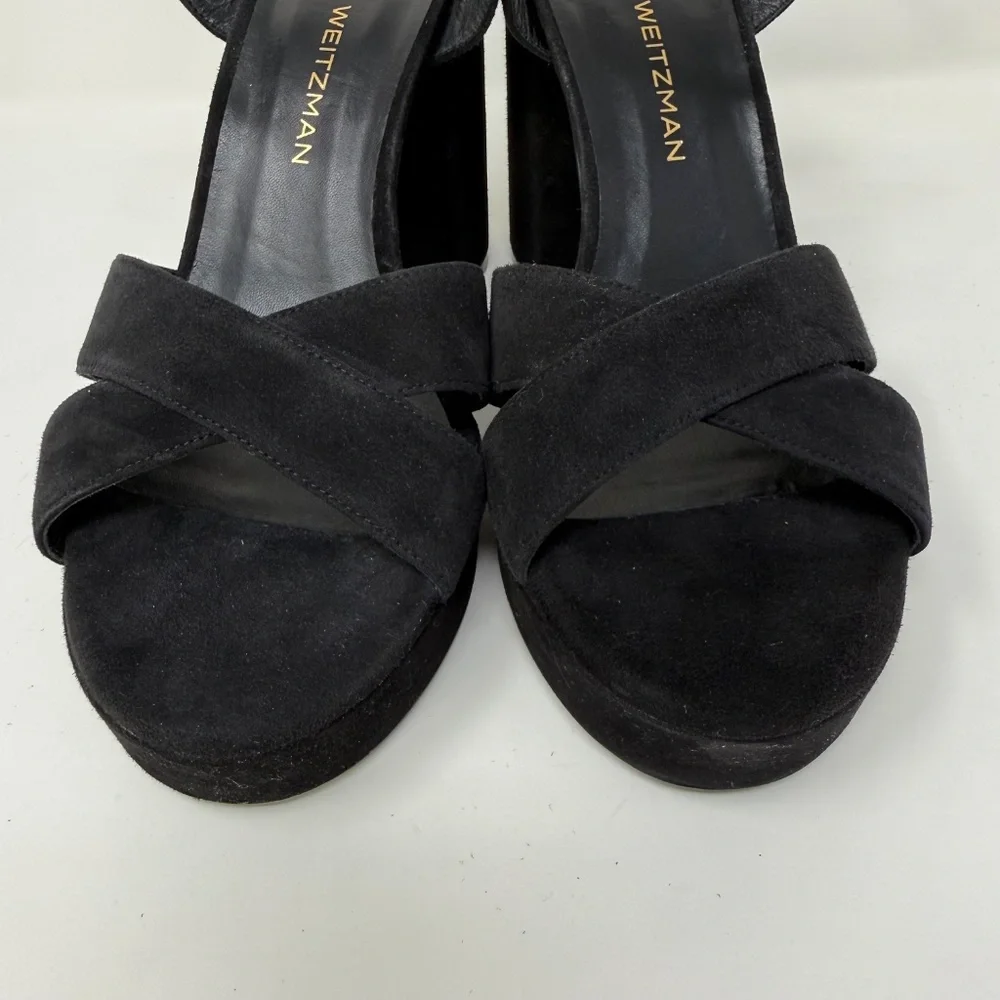 New Stuart Weitzman Dayna Suede Crisscross Platform Sandals Sz US 10